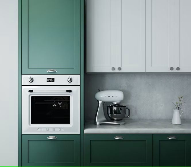 Cuisine avec meubles verts