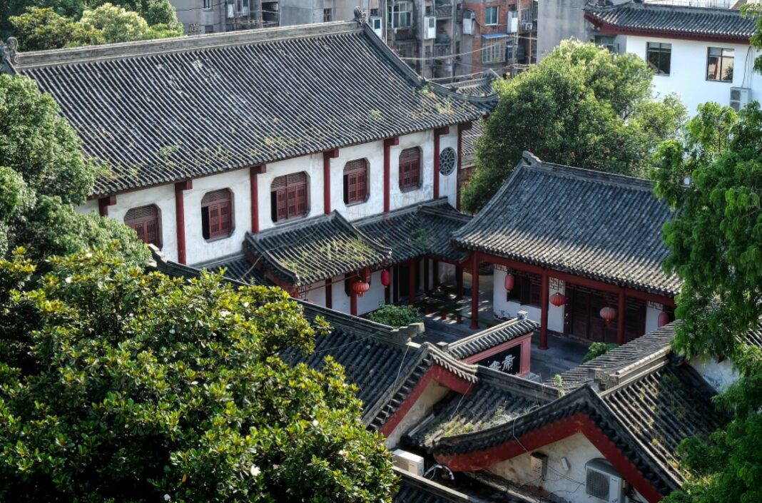 Vue aérienne d'une maison chinoise traditionnelle