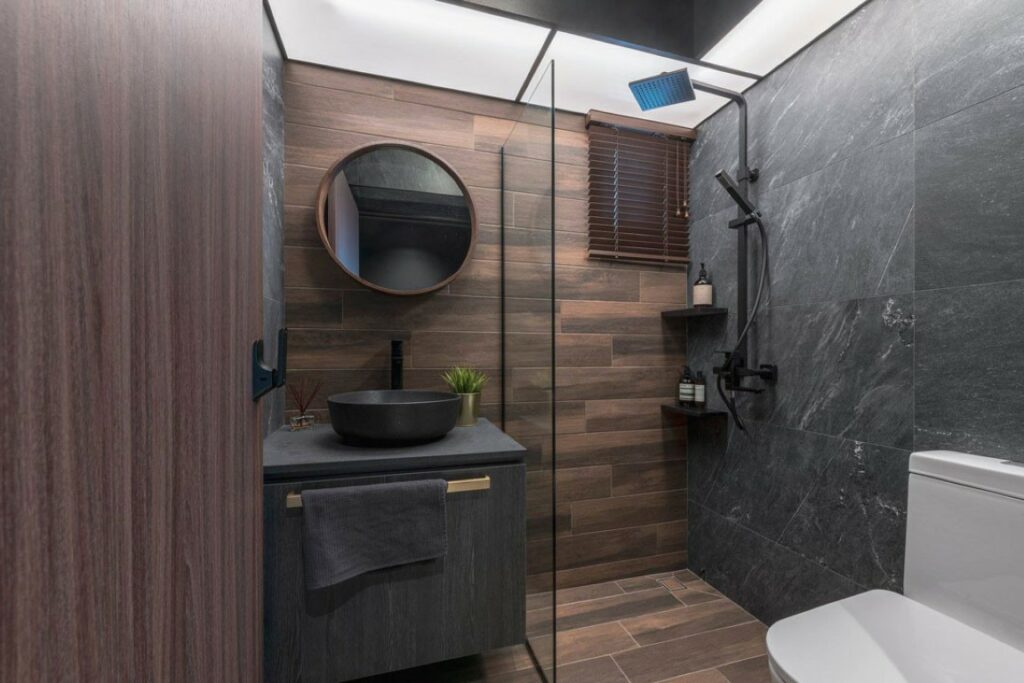 Créer une salle de bain grise et bois d'inspiration industrielle