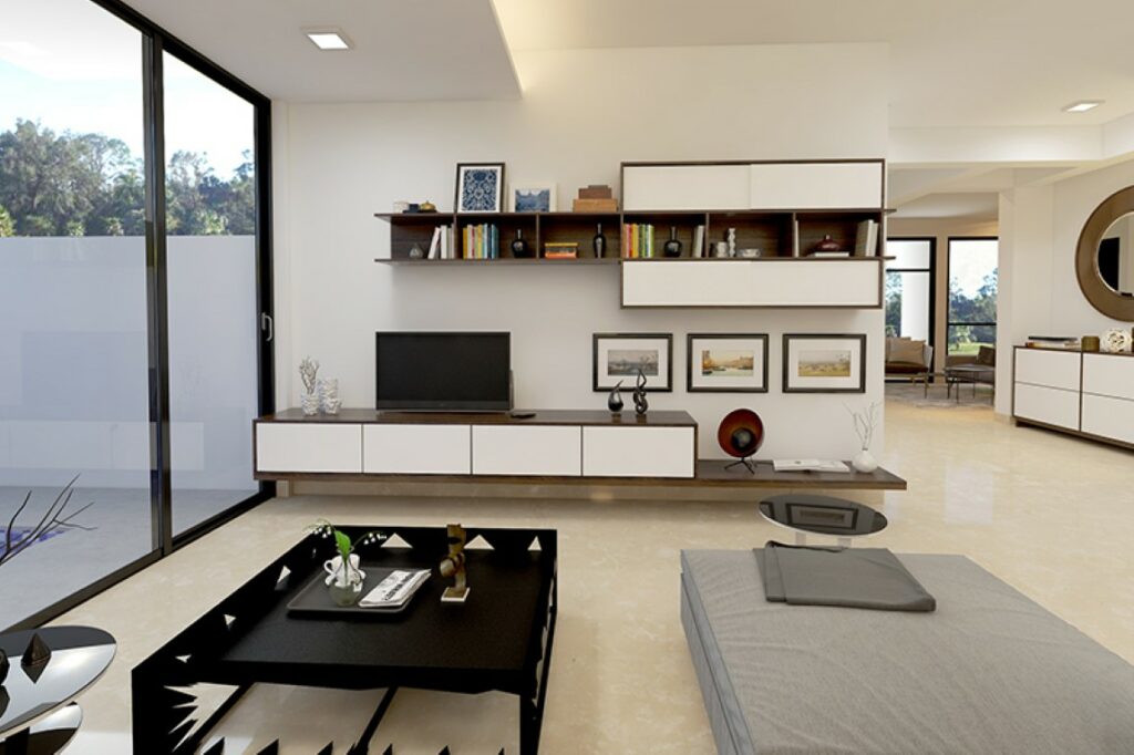 Les meubles épurés et multifonction sont un atout du salon moderne chic