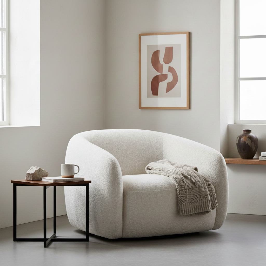 chaises bouclette nuage blanche design